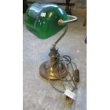 Brass banker's type desk lamp with green glass shade. (B.P. 21% + VAT)