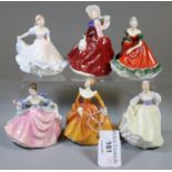 6 Royal Doulton miniature bone china figurines, to include: 'Fragrance', 'Fair Lady', 'Rebecca'