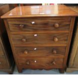 Small Victorian mahogany straight front chest of 4 drawers with turned handles. (B.P. 21% + VAT)