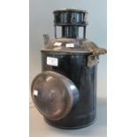 Bullion lens black enamel railway type lantern, now converted with electric bulb. (B.P. 21% + VAT)