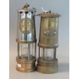 Protector Lamp & Lighting Co Ltd type GR6S brass miners' safety lamp now with bulb fitment. 23.5cm