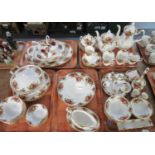 Five trays of Royal Albert 'Old Country Roses' tea, coffee and dinner ware, to include: 10 dinner