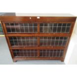 Early 20th century walnut finish Wernicke type three-sectional lead glazed bookcase. (B.P. 21% +