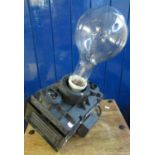 Unusual hanging lamp or light fitting, with over sized bulb and rocking mechanism. (B.P. 21% + VAT)