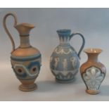 Three Doulton Lambeth Silicon stoneware items, one decorated with classical figures to include two