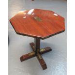 Mahogany octagonal lamp table with brass mounts. (B.P. 21% + VAT)