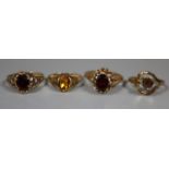 Four 9ct gold rings. Approx weight 8.4g. (B.P. 21% + VAT)