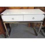 Modern contemporary white and chrome finish 2 drawer side/hall table. (B.P. 21% + VAT)