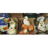 Three boxes of assorted pottery and china, to include: 2 late 19th/early 20th century