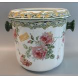 Late 19th/early 20th century Doulton Burslem Kelmscot lidded slop two-handled pale decorated overall