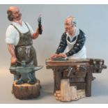 Two Royal Doulton bone china figurines 'The Blacksmith' and 'The Carpenter'. (2) (B.P. 21% + VAT)