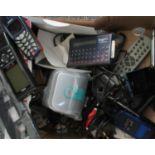 Small box of electronic items, mobile phones, calculator, channel changer etc. (B.P. 21% + VAT)