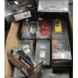 Box comprising Corgi and other 007 James Bond vehicles in original boxes, to include: gold painted