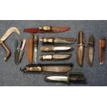 Collection of assorted sheath knives, diver's knife, large pruning knife, etc. (B.P. 21% + VAT)