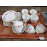 Tray of Roslyn fine bone china part tea ware 'Delicado' to include: 6 tea cups and saucers and 6 tea