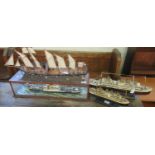 Collection of model ships to include two models of 'Titanic 1912', one in glass case, etc. (4) (B.P.