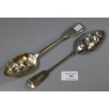 Pair of Victorian silver berry spoons, probably by William Comyns. 5.6 troy oz. (B.P. 21% + VAT)
