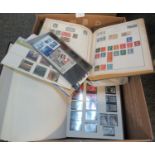 Box with all world stamp collection in album, stockbook, on pages, few presentation packs numerous