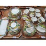 Two trays of Paragon fine bone china 'Spring Time' with spring flower rims, to include: 9 cups