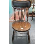 Early 20th century oak and elm chair having moulded circular seat. (B.P. 21% + VAT)