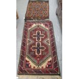 Middle Eastern design multi-coloured runner with central medallions and stylised flower heads,