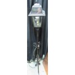 Wrought iron standard lamp with street lantern type top. (B.P. 21% + VAT)