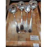 3 silver plated large ladles and a silver plated large basting spoon (4) (B.P. 21% + VAT)