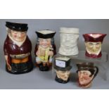 Collection of Royal Doulton Toby and character jugs to include 'Jolly Toby', 'The Huntsman', etc. (