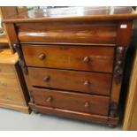 Victorian mahogany straight front chest of four drawers having cushion drawer above three others,