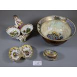Collection of ceramics to include Wedgwood Z4827 lustre bowl decorated with butterflies, Continental