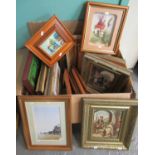 Large collection of smaller furnishing pictures, oils, watercolours, prints, etc. Mainly