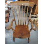 Victorian elm and beech spindle back kitchen farmhouse armchair. (B.P. 21% + VAT)
