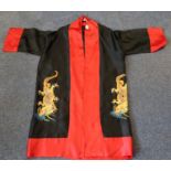 Chinese Silk Kimono decorated with dragons to the front and reverse.