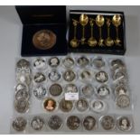Shoe box containing 38 silver crowns, Royal Air Force spoons, Diana Princess of Wales Westminster