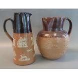 Royal Doulton stoneware two tone, conical, single handled topers jug, together with a Doulton