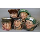 Five Royal Doulton character jugs to include 'Sam Weller', 'Johnny Appleseed', etc. (5) (B.P.