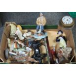 Box of various ornaments to include: ceramic horse studies, Royal Doulton 'Classique' figurine of '