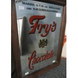 Framed advertising mirror 'Fry's Chocolate', makers to 'TM The King and Queen and HM Queen