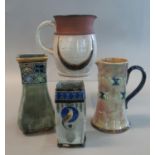 Royal Doulton Lambeth stoneware glazed vase toegther with a Doulton stoneware single handled jug,
