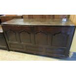 18th century Welsh oak coffer, having 4 fielded ogee panels to the front and 3 rectangular fielded