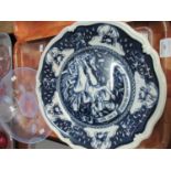 Large blue and white Petrus Regout & Co., Maastricht charger, inscribed with 'Nederland Bevrud 5 Mei