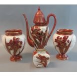 Late 19th/early 20th century Doulton Burslem Artware items to include a pair of baluster vases,