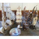 Collection of model ships to include 'Spanish Galleon', 'Mary Rose', etc. Together with a Royal Mint