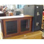 Edwardian design mahogany two drawer table top display cabinet with glass shelf together with a