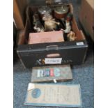 Box of mixed items to include continental study of a kingfisher, Leonardo Collection border