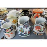 Seven china and pottery jugs, to include: Glyn-Coch designs St Clears, china vase with daffodils