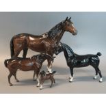 3 Beswick china horses, one of large proportions (30cm high) together with a Beswick foal (4) (B.