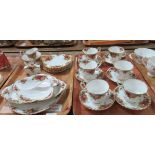 Two trays of Royal Albert 'Old Country Roses' to include: 6 tea cups and saucers, 6 tea plates, milk