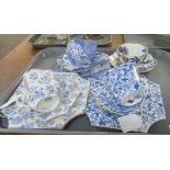 Three Late 19th century Wileman trios and a Foley China, daisy shaped, cup and saucer decorated with
