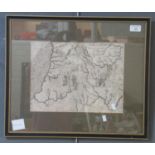 Michael Drayton, original uncoloured map of Cardiganshire, cropped. 26x34cm approx. Hogarth